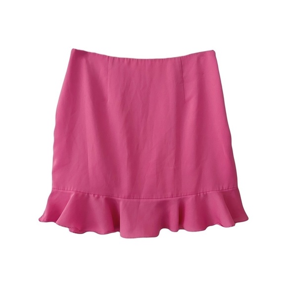 Lovers + Friends Bubblegum Pink Ruffle Braxton Mini Skirt Sz M - Picture 3 of 11